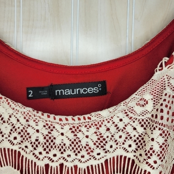 Maurices Red & Cream Lace Mini Dress Sz 2X - Picture 3 of 5